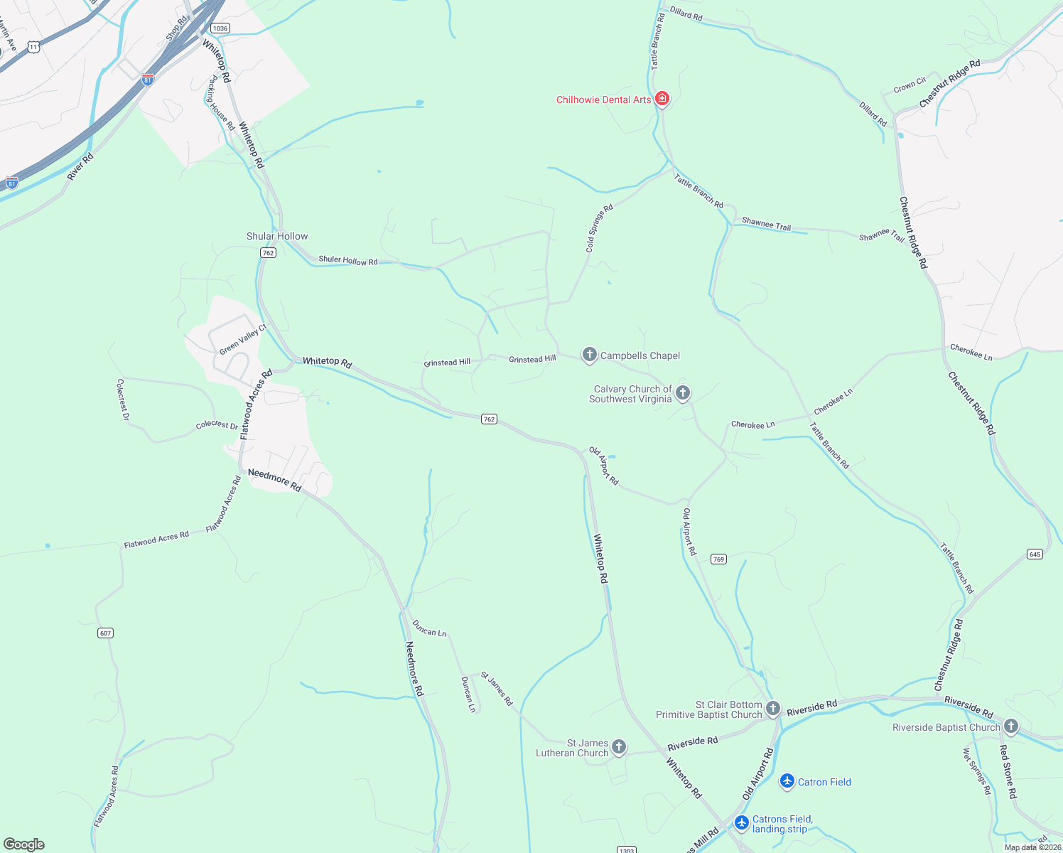 map of restaurants, bars, coffee shops, grocery stores, and more near 1729 Whitetop Road in Chilhowie