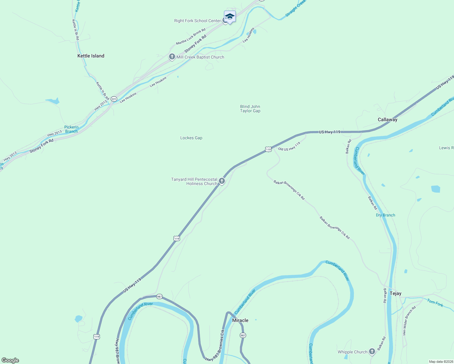 map of restaurants, bars, coffee shops, grocery stores, and more near U.S. 119 in Calvin