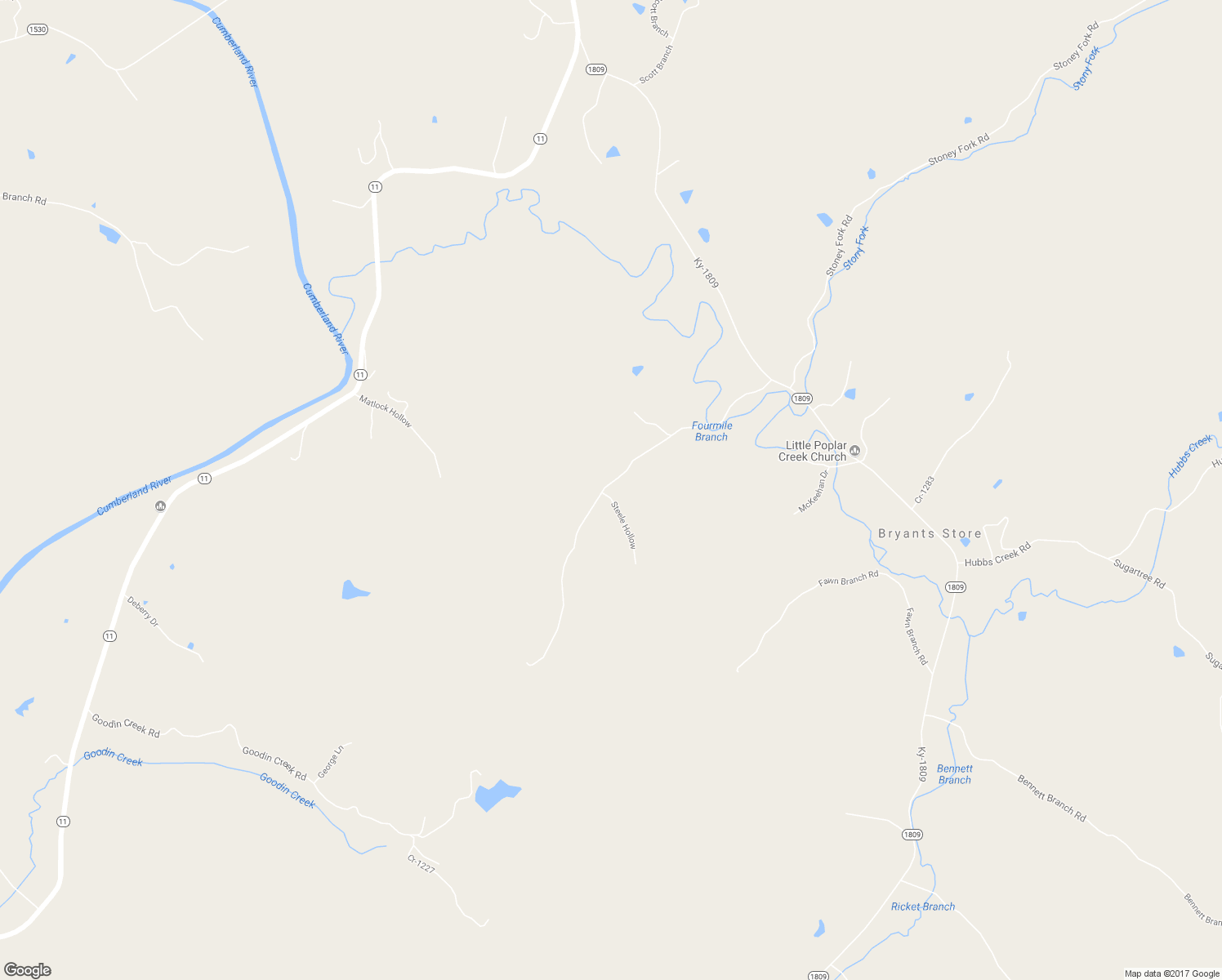 map of restaurants, bars, coffee shops, grocery stores, and more near 17 Steele Lane in Bryants Store