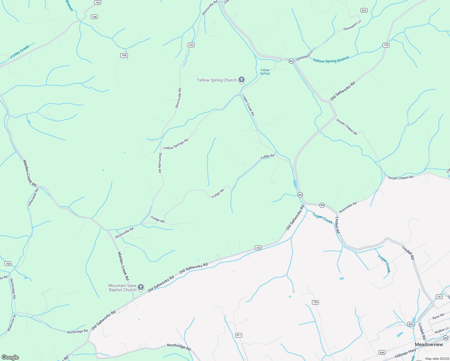 map of restaurants, bars, coffee shops, grocery stores, and more near 27207 Fudge Road in Abingdon
