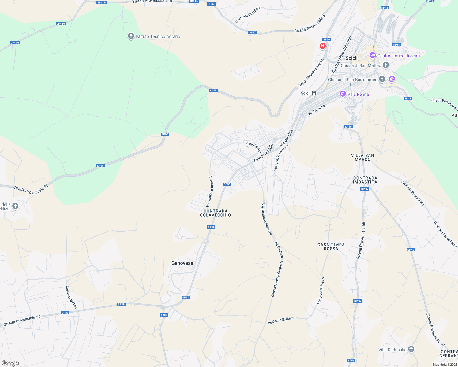 map of restaurants, bars, coffee shops, grocery stores, and more near 1872 Viale Iᵒ Maggio in Libero consorzio comunale di Ragusa