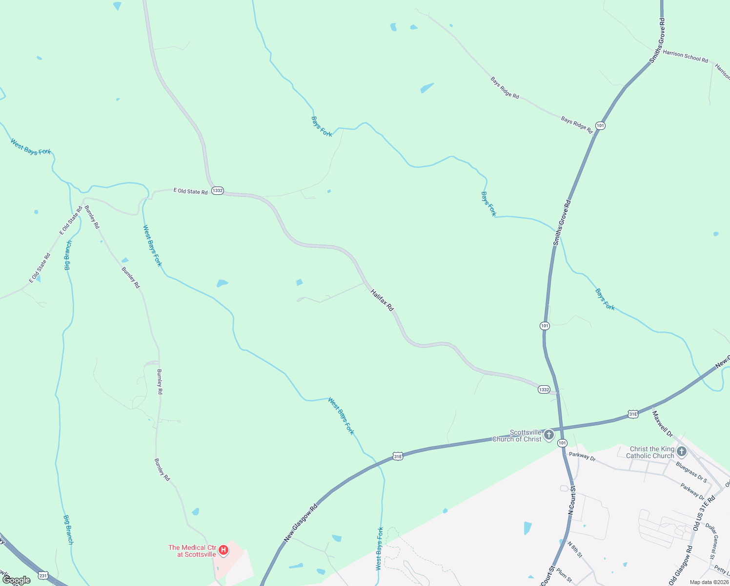 map of restaurants, bars, coffee shops, grocery stores, and more near 941-1341 Halifax Road in Scottsville