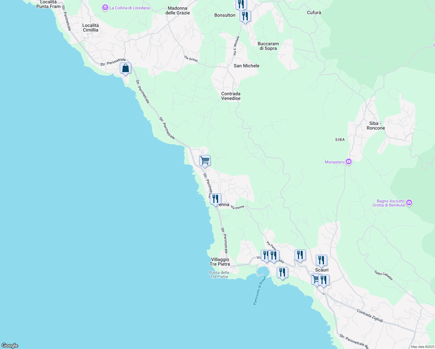 map of restaurants, bars, coffee shops, grocery stores, and more near 21 Via Zighidi in Libero consorzio comunale di Trapani