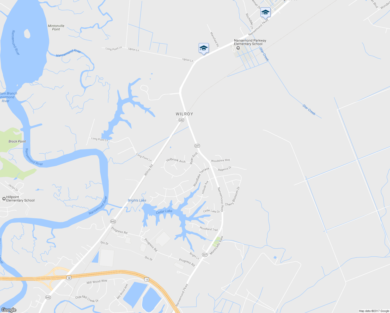 map of restaurants, bars, coffee shops, grocery stores, and more near 103 Ryan Arch in Suffolk