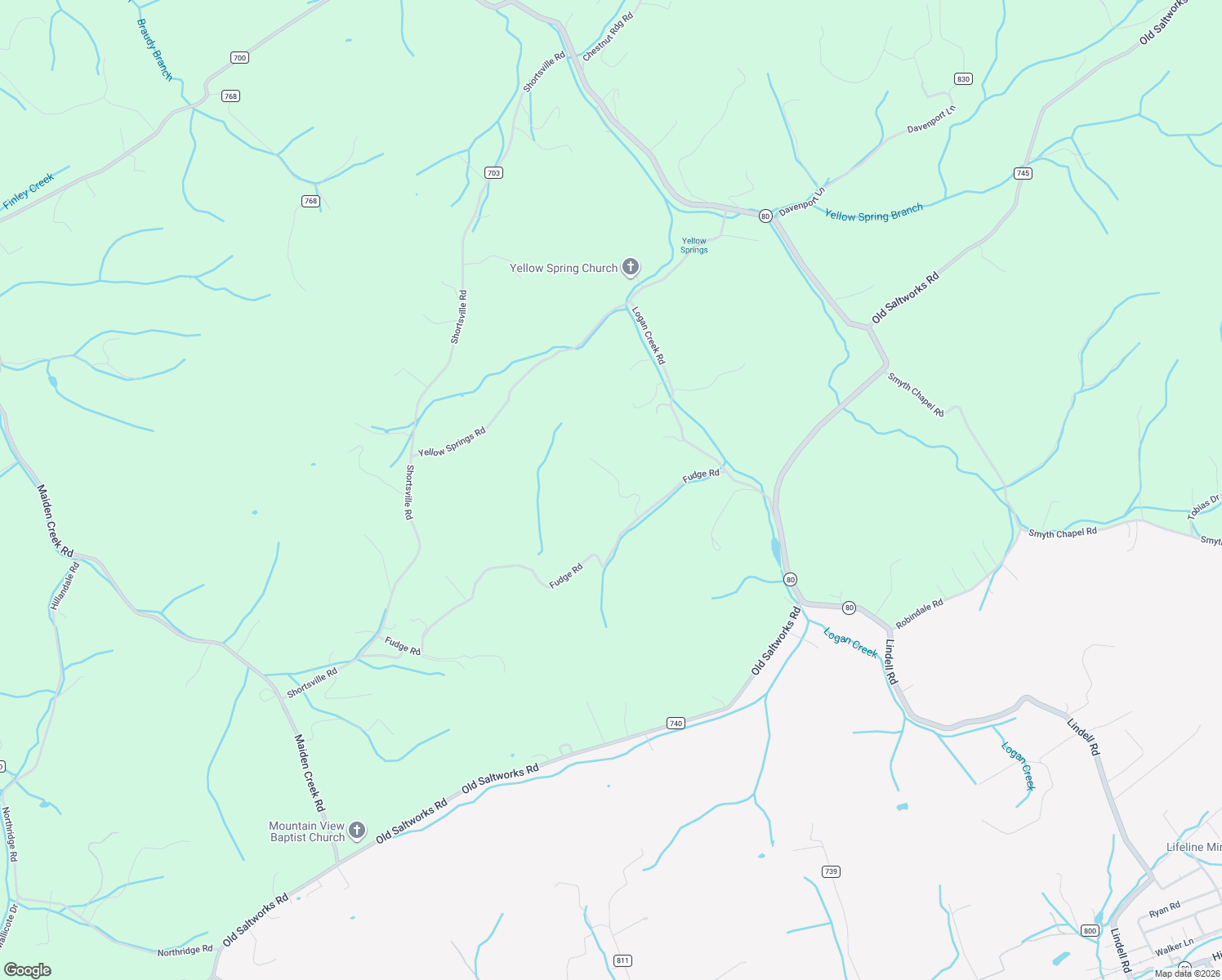 map of restaurants, bars, coffee shops, grocery stores, and more near 27207 Fudge Road in Abingdon