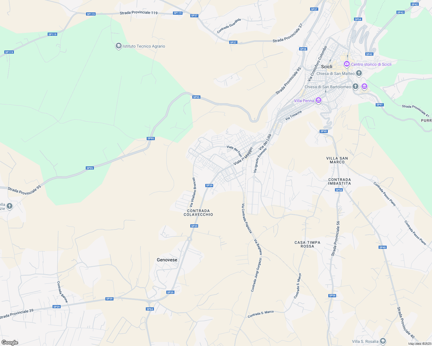 map of restaurants, bars, coffee shops, grocery stores, and more near 51 Via Begonia in Scicli