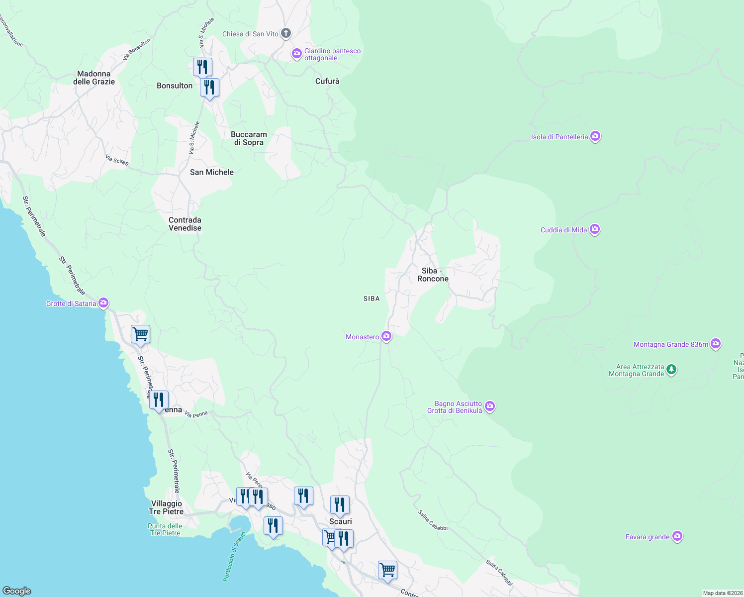 map of restaurants, bars, coffee shops, grocery stores, and more near in Provincia di Trapani
