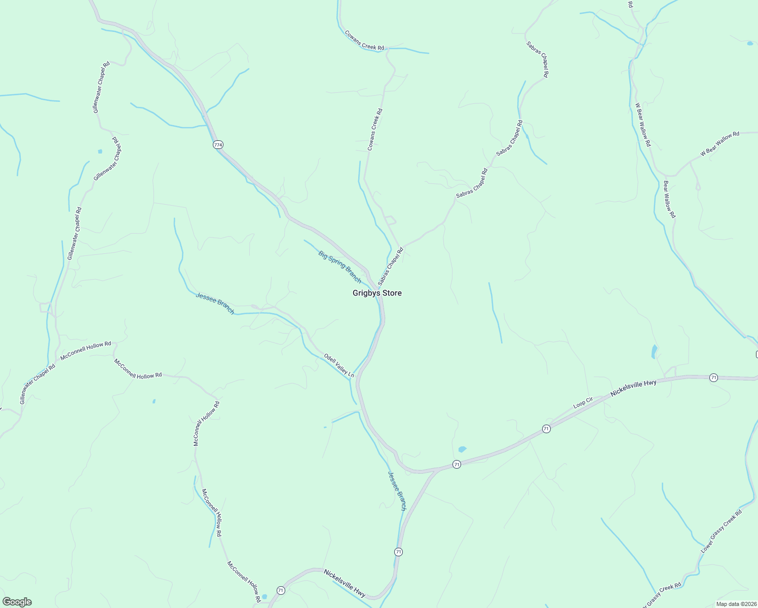 map of restaurants, bars, coffee shops, grocery stores, and more near 1185 Long Hollow Road in Nickelsville