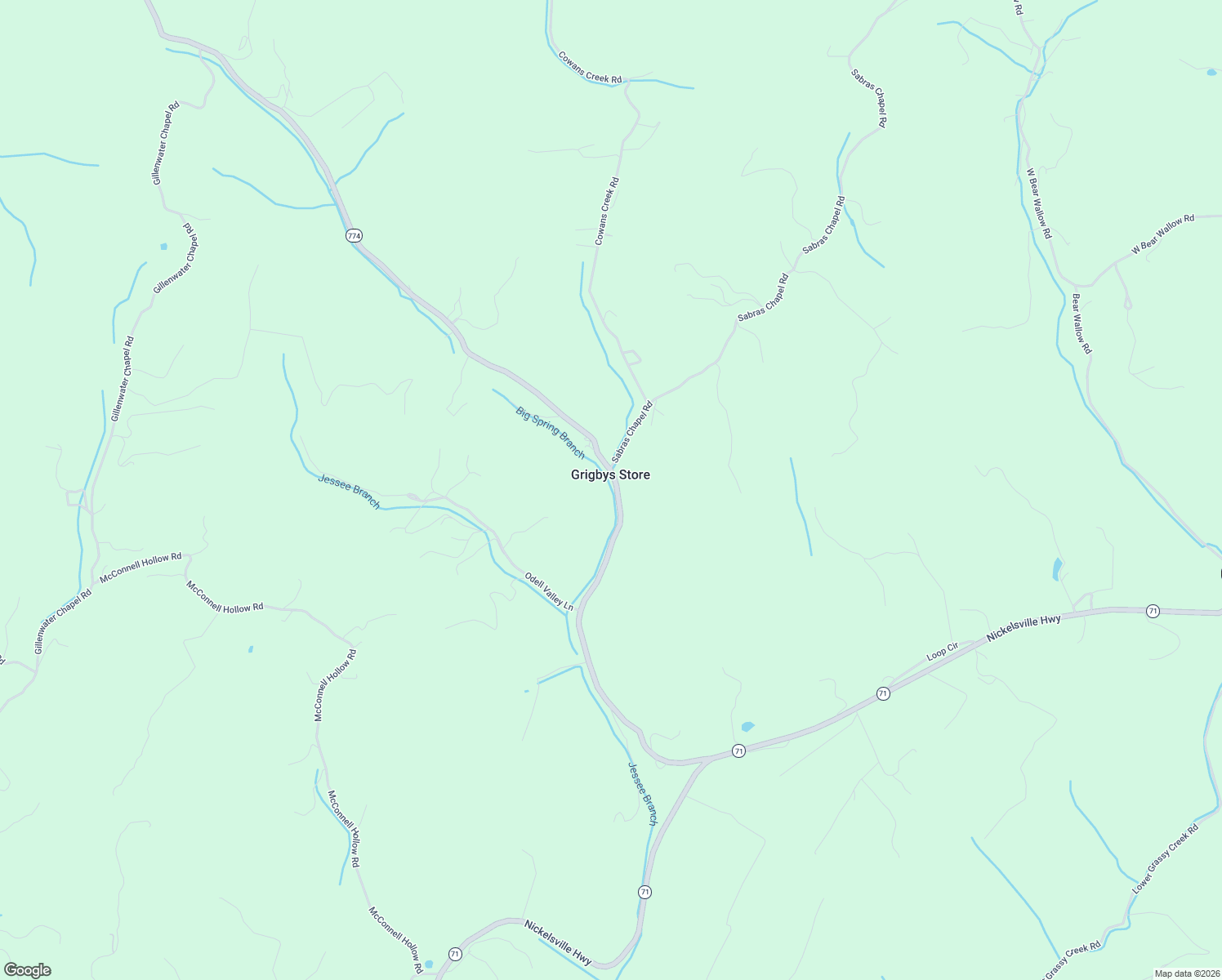 map of restaurants, bars, coffee shops, grocery stores, and more near 1185 Long Hollow Road in Nickelsville