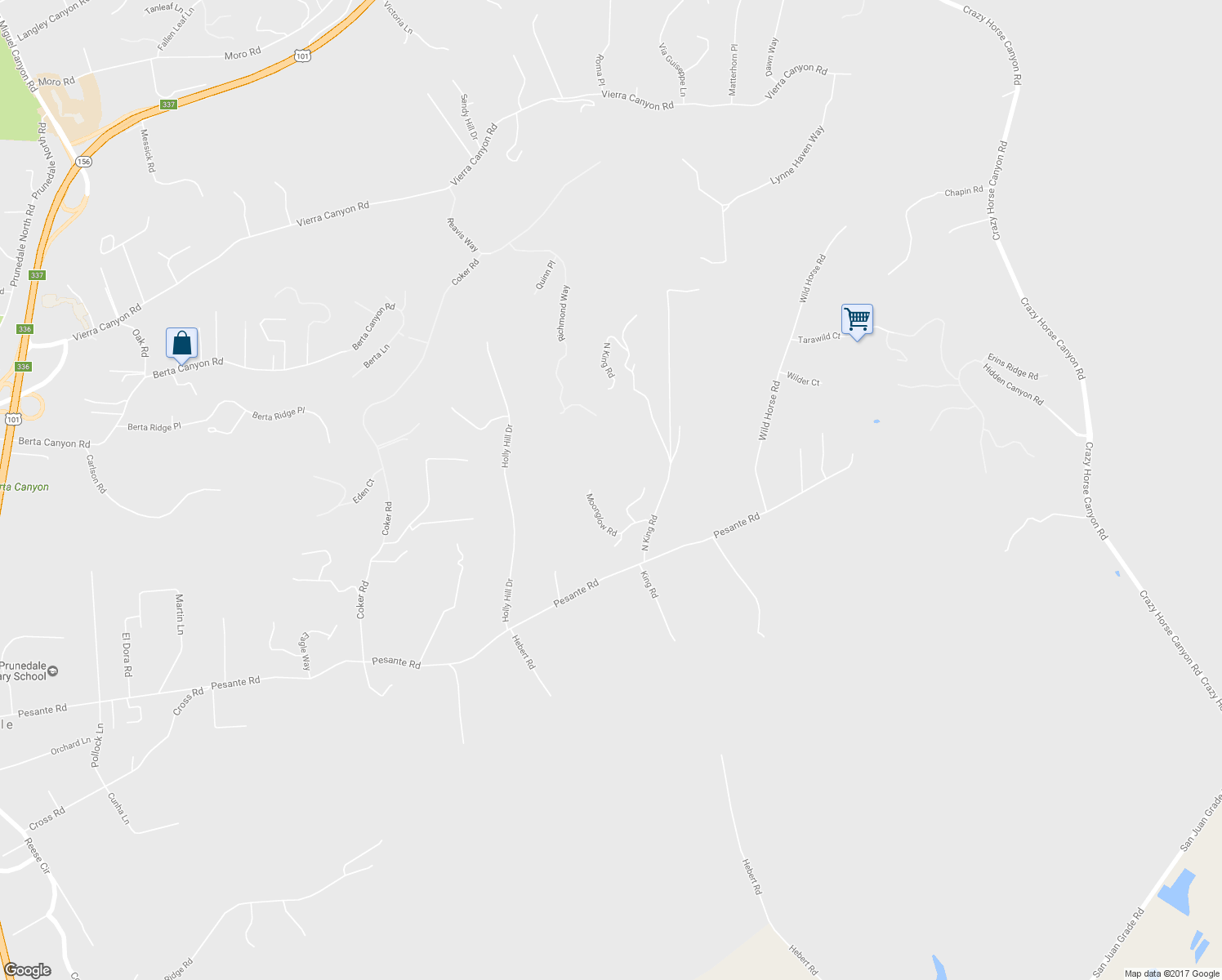 map of restaurants, bars, coffee shops, grocery stores, and more near 19715 Moonglow Road in Salinas