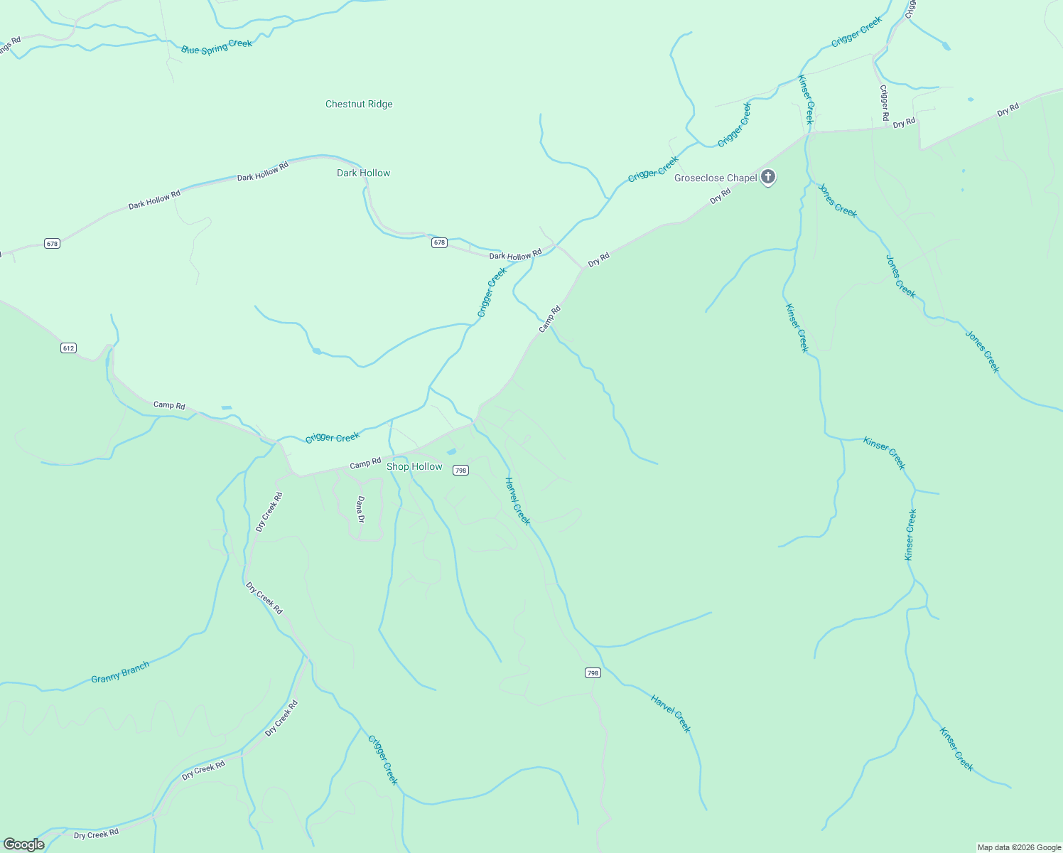 map of restaurants, bars, coffee shops, grocery stores, and more near Deer Hollow Road in Sugar Grove
