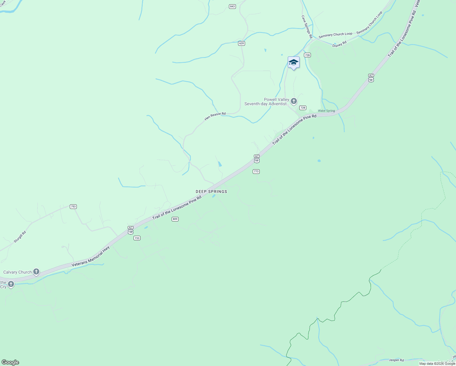 map of restaurants, bars, coffee shops, grocery stores, and more near 51972 Veterans Memorial Highway in Big Stone Gap