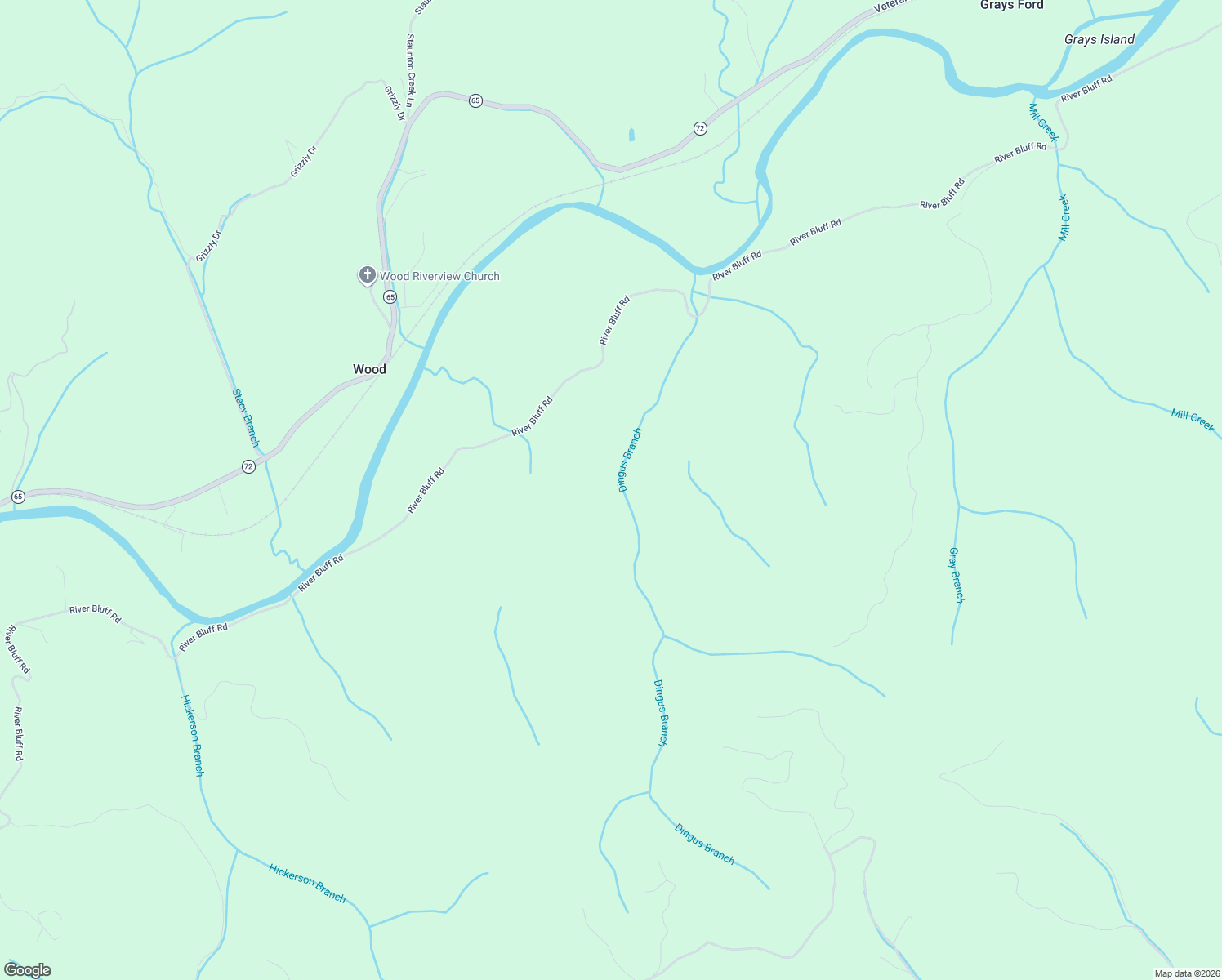 map of restaurants, bars, coffee shops, grocery stores, and more near 5119 River Bluff Road in Dungannon