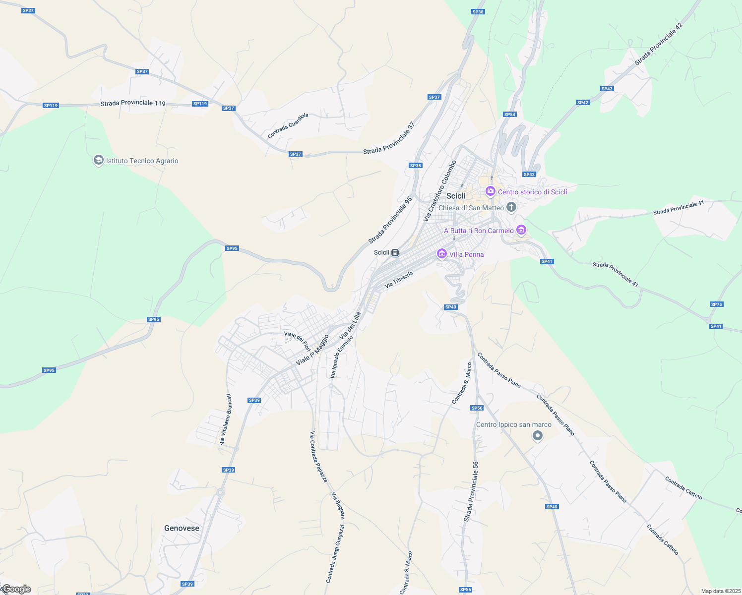 map of restaurants, bars, coffee shops, grocery stores, and more near 41 Viale I Maggio in Scicli