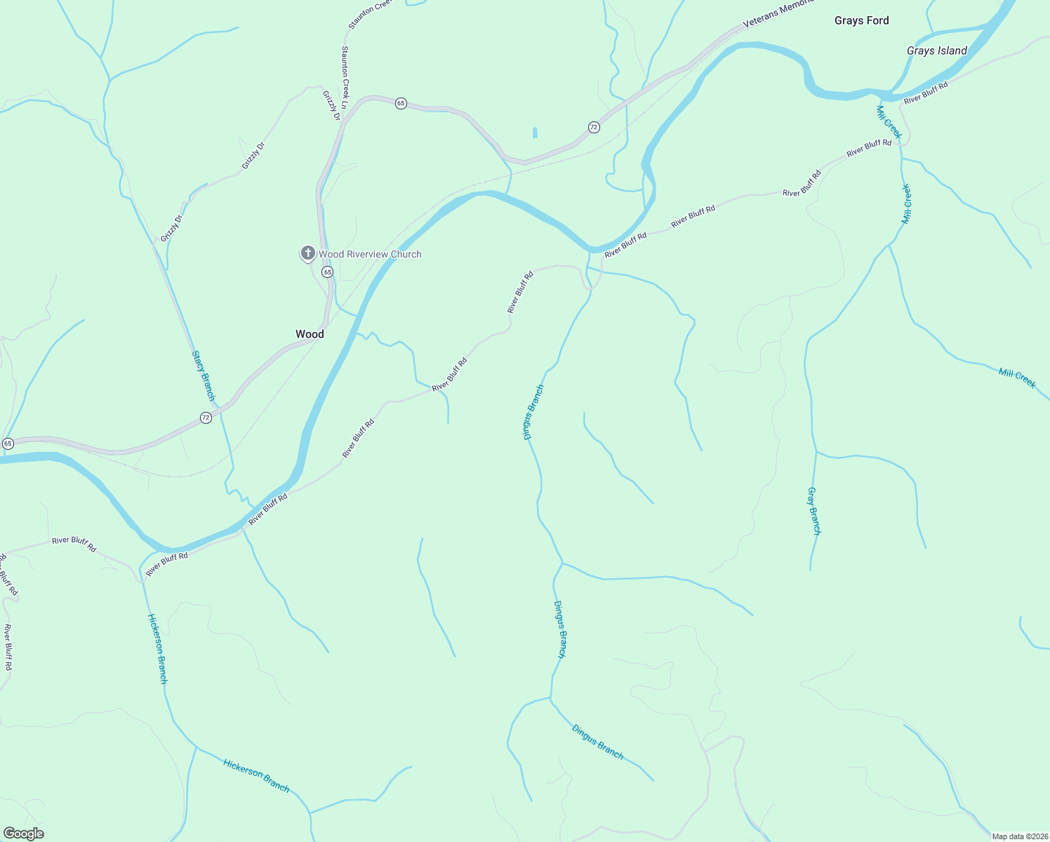 map of restaurants, bars, coffee shops, grocery stores, and more near 5119 River Bluff Road in Dungannon