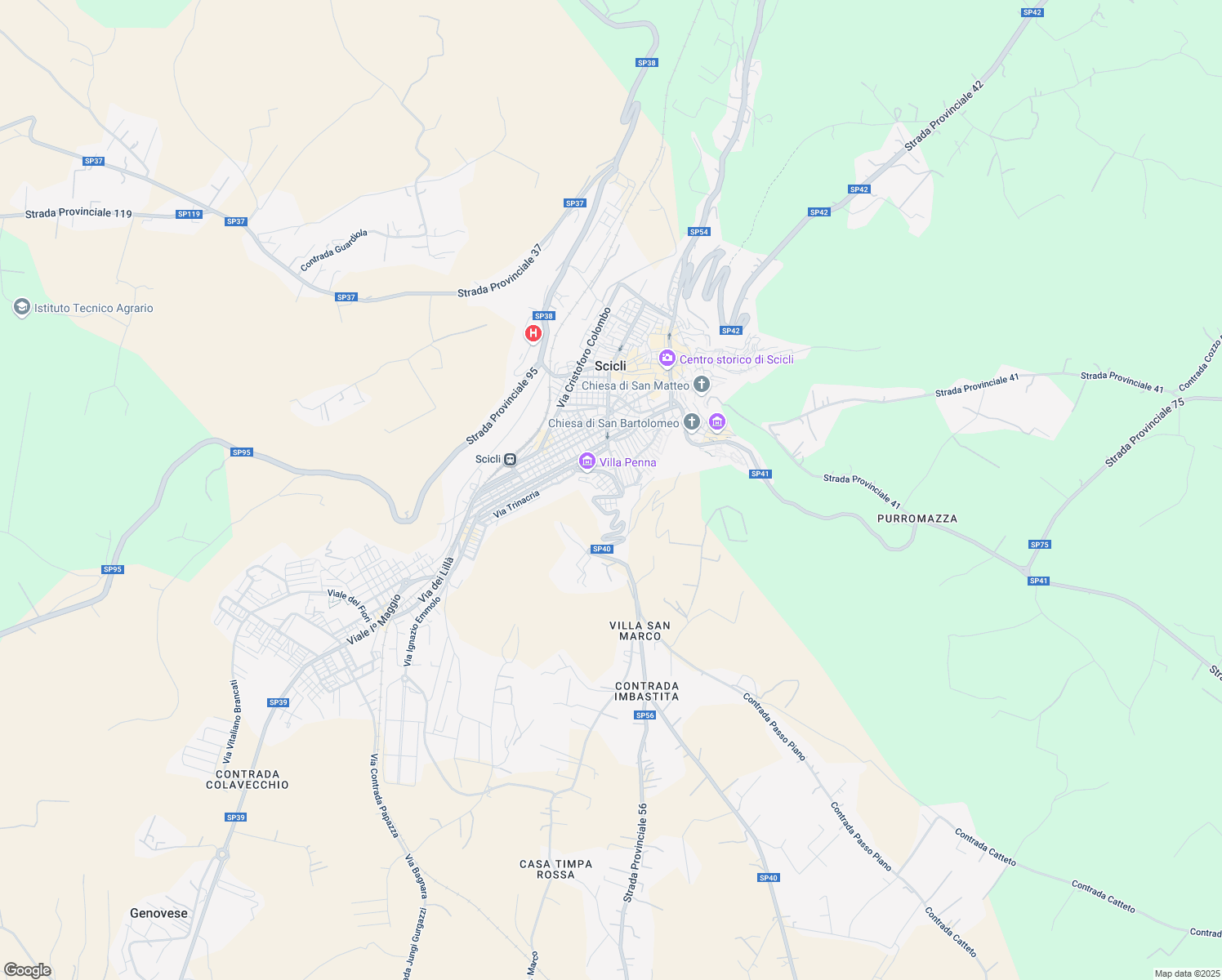 map of restaurants, bars, coffee shops, grocery stores, and more near 58/1 Via Stazzonai in Scicli