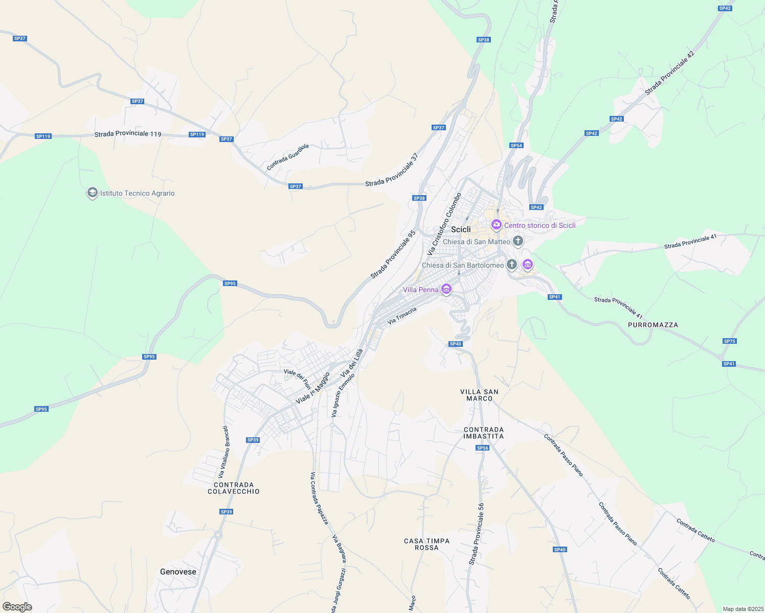 map of restaurants, bars, coffee shops, grocery stores, and more near 41 Via Topazio in Scicli