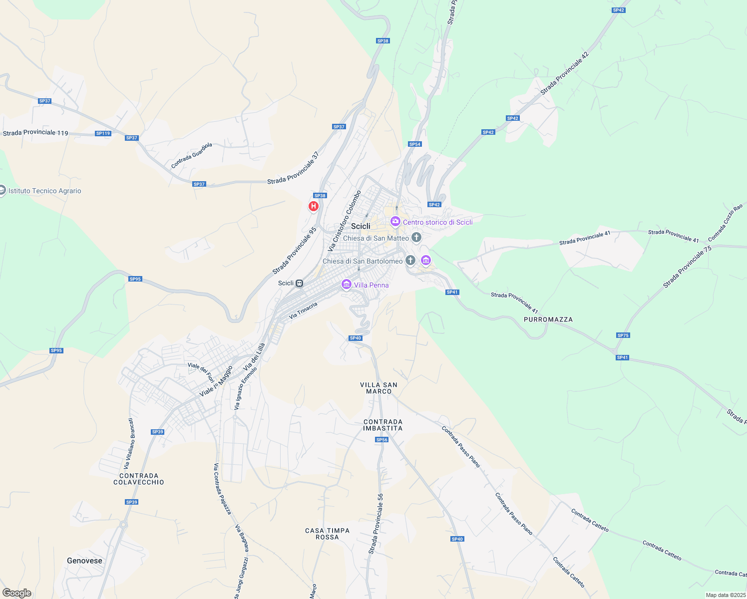 map of restaurants, bars, coffee shops, grocery stores, and more near 581 Via Stazzonai in Scicli