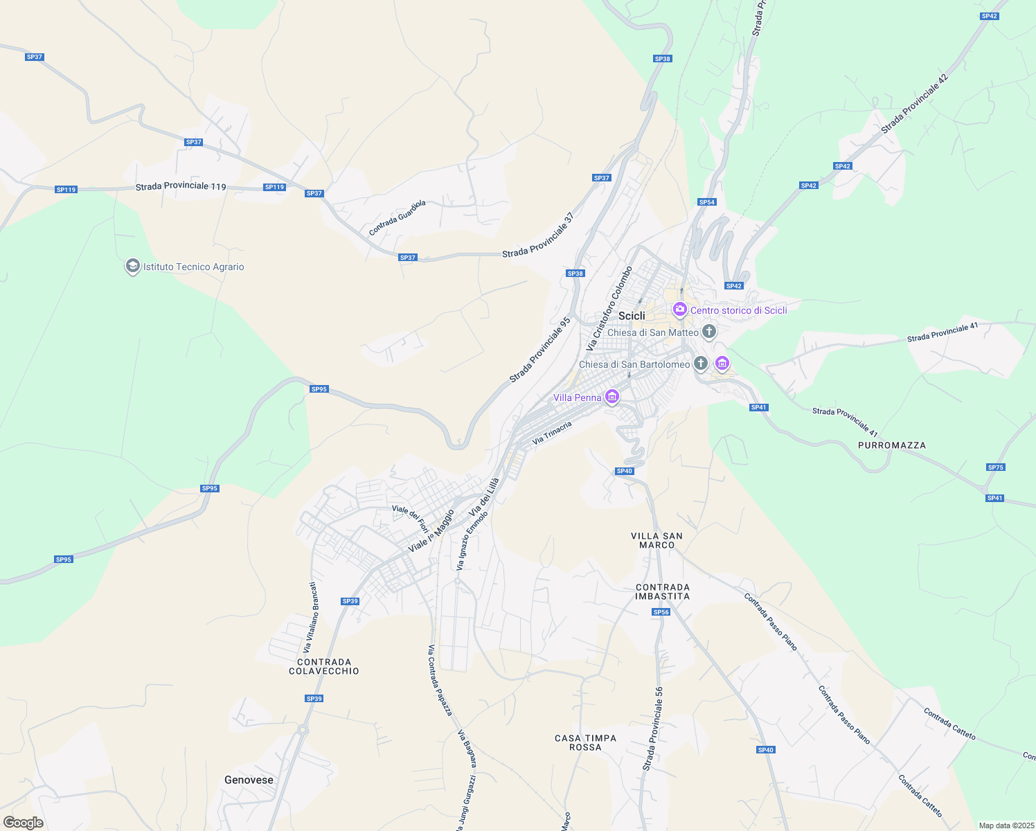 map of restaurants, bars, coffee shops, grocery stores, and more near 41 Via Topazio in Scicli