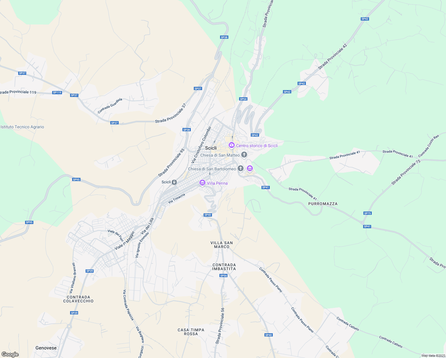map of restaurants, bars, coffee shops, grocery stores, and more near 62-69 Via San Giuseppe in Scicli