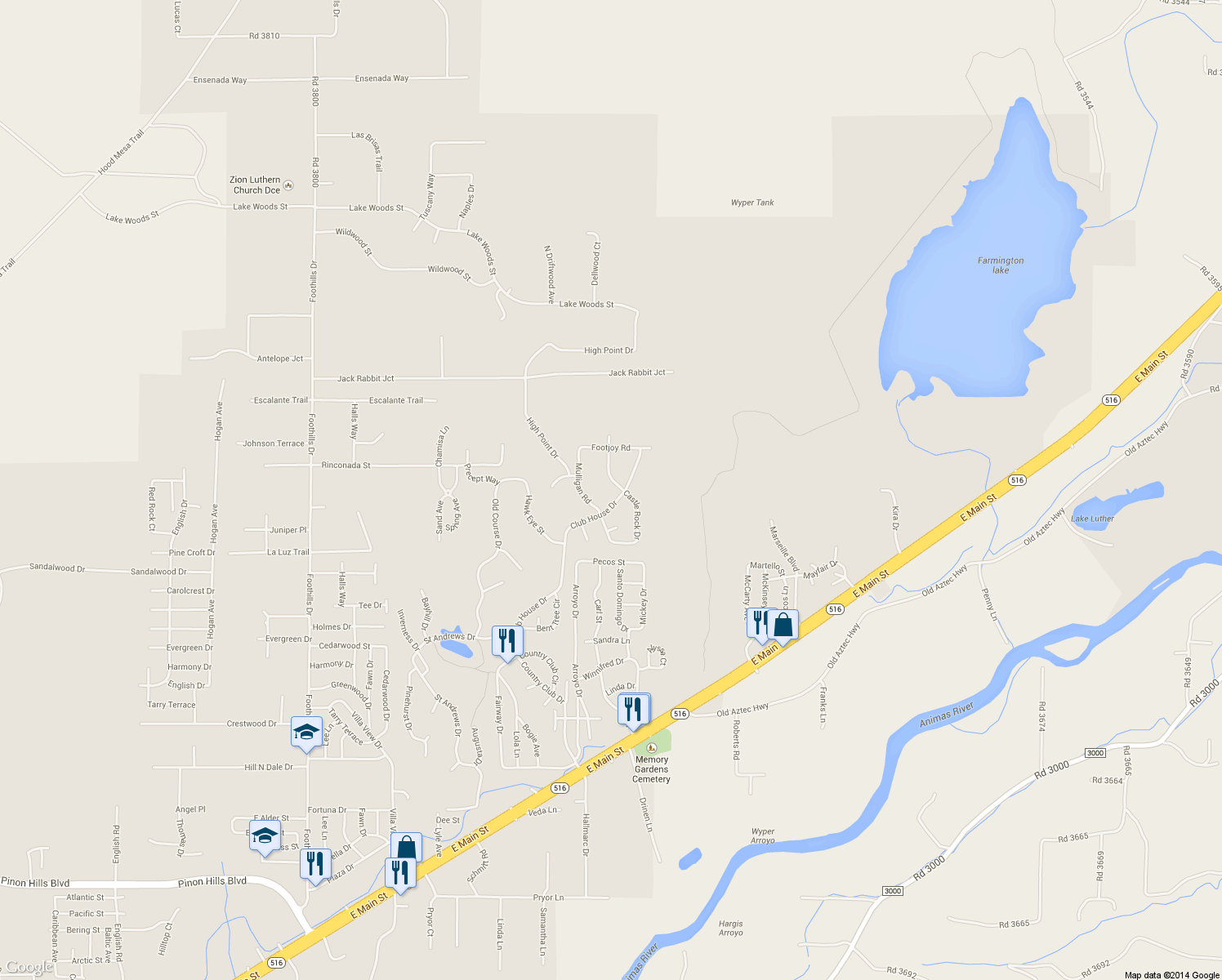 map of restaurants, bars, coffee shops, grocery stores, and more near 6505 Big Cedar Rd in Farmington