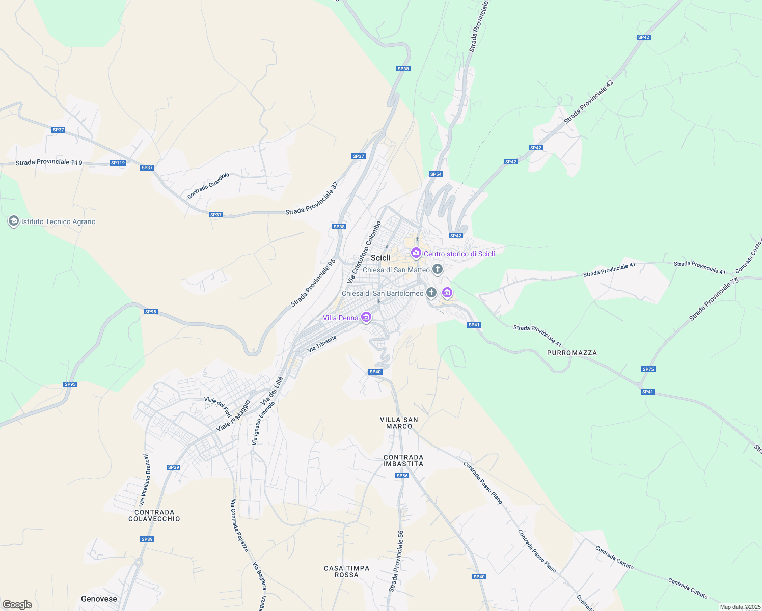 map of restaurants, bars, coffee shops, grocery stores, and more near 592 Corso Garibaldi in Scicli