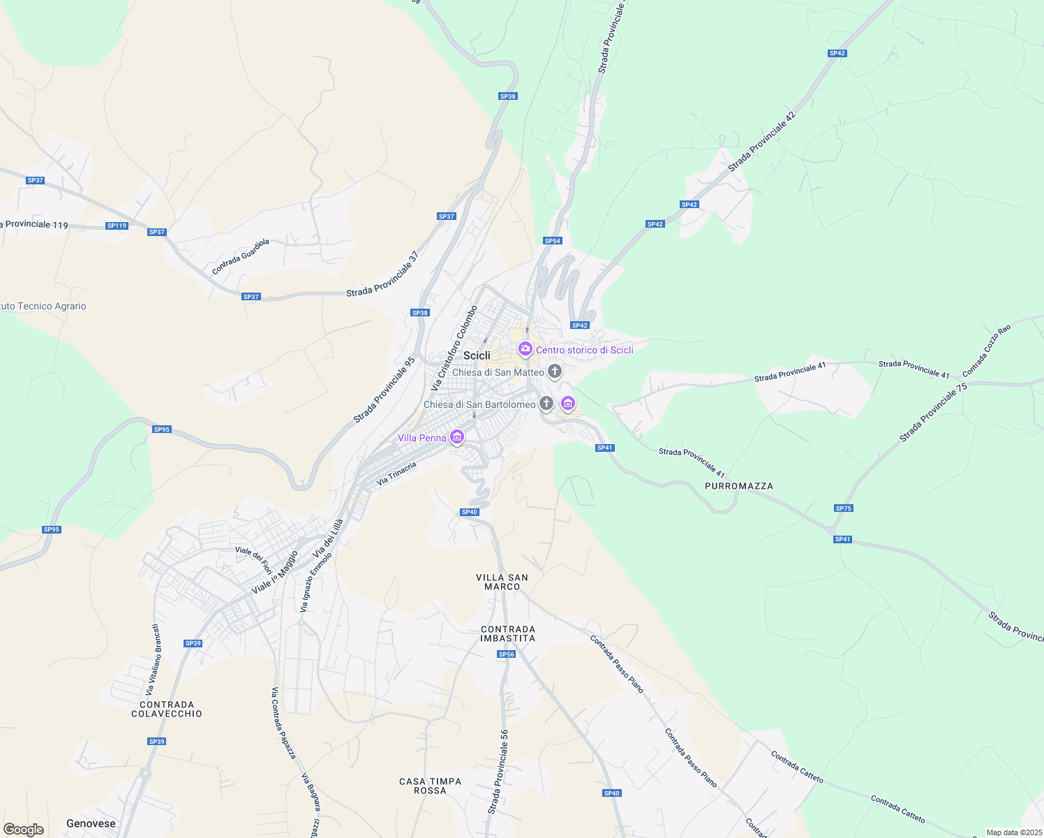 map of restaurants, bars, coffee shops, grocery stores, and more near 31 Via Guadagna in Scicli