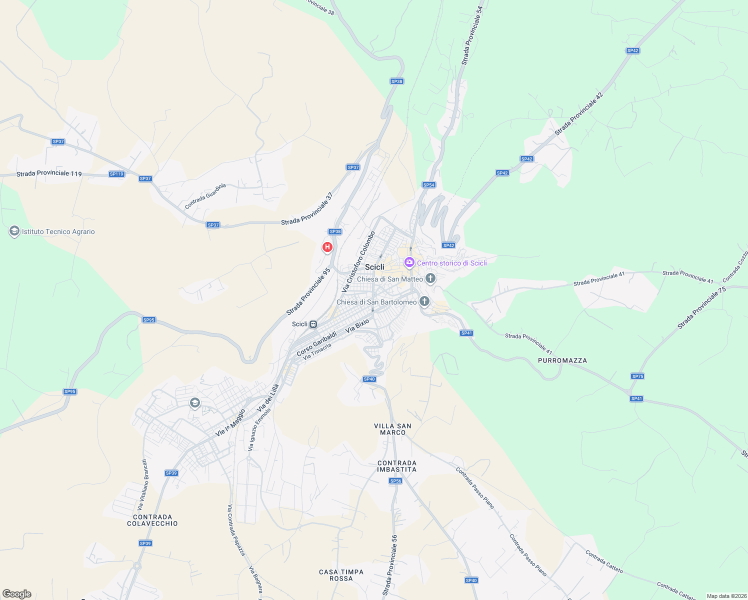map of restaurants, bars, coffee shops, grocery stores, and more near 241 Corso Umberto I in Scicli