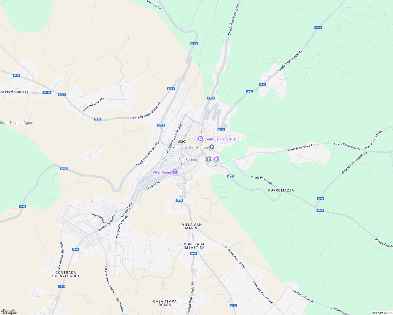 map of restaurants, bars, coffee shops, grocery stores, and more near 3 Via San Giuseppe in Scicli