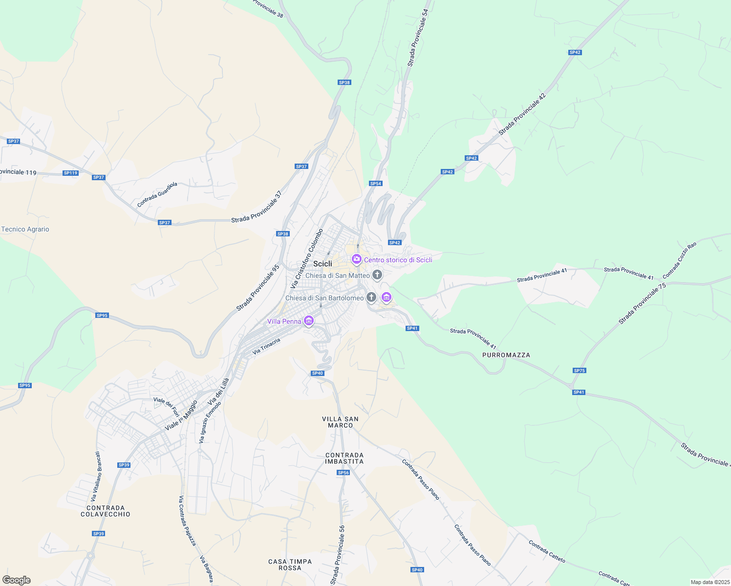 map of restaurants, bars, coffee shops, grocery stores, and more near 11 Via Terranova in Scicli