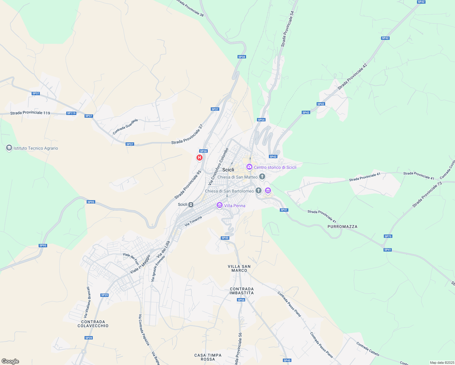 map of restaurants, bars, coffee shops, grocery stores, and more near 241 Corso Umberto I in Scicli
