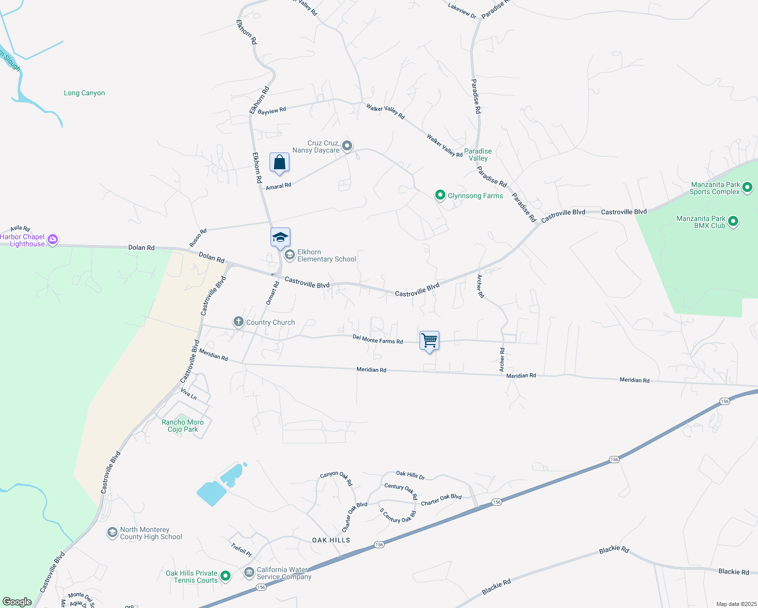map of restaurants, bars, coffee shops, grocery stores, and more near 15108 Castroville Boulevard in Castroville