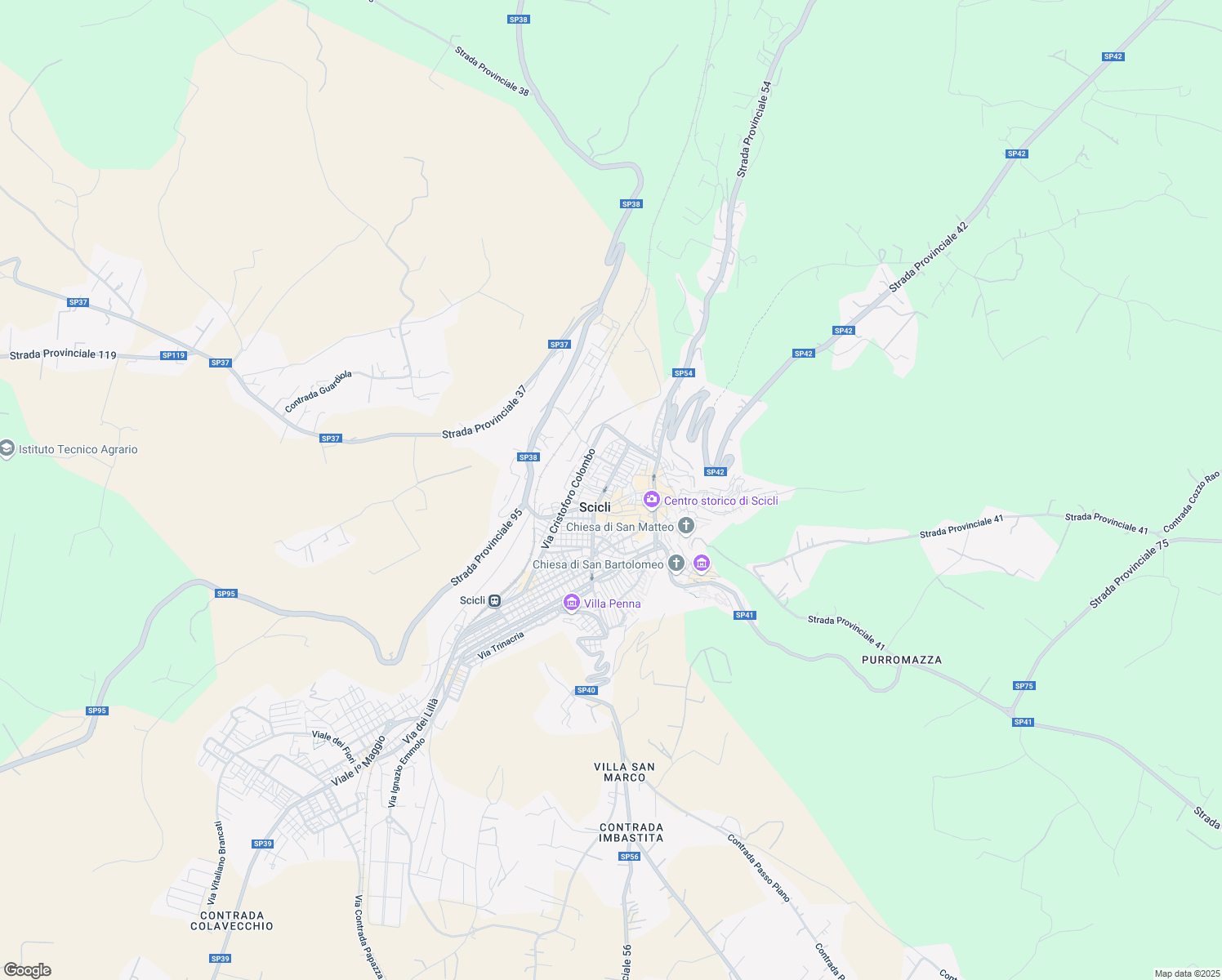 map of restaurants, bars, coffee shops, grocery stores, and more near 21 Via Irminio in Scicli