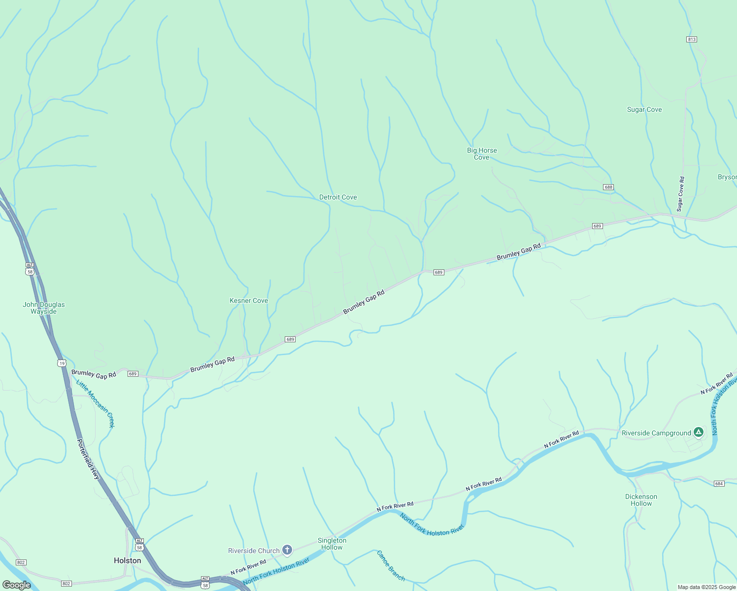 map of restaurants, bars, coffee shops, grocery stores, and more near 17247 Brumley Gap Road in Abingdon