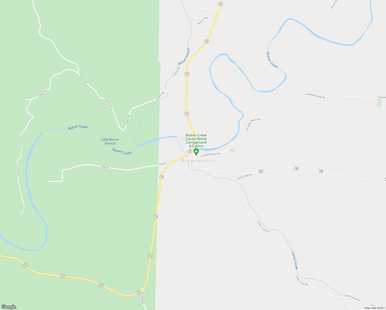 map of restaurants, bars, coffee shops, grocery stores, and more near 76 State Highway W in Ava