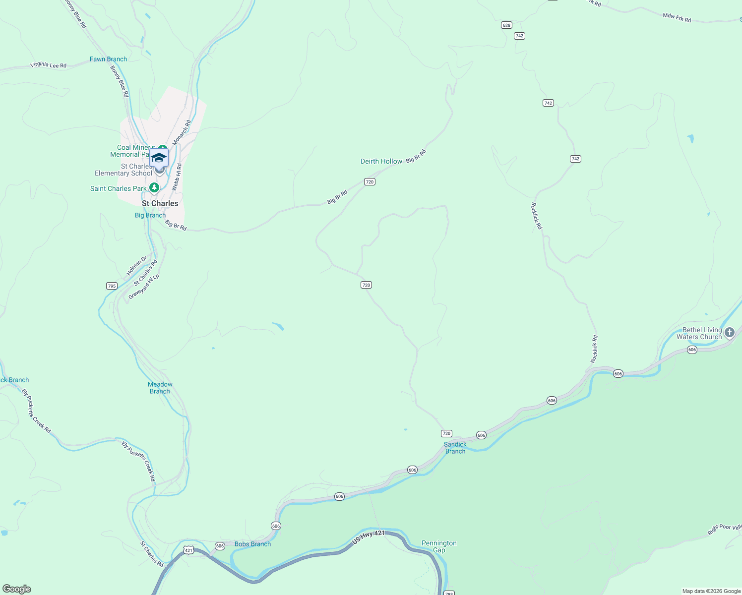 map of restaurants, bars, coffee shops, grocery stores, and more near Sandlick Road in Saint Charles