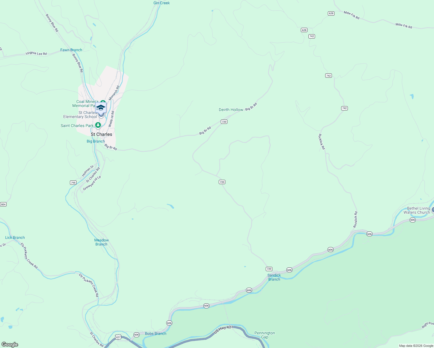 map of restaurants, bars, coffee shops, grocery stores, and more near Sandlick Road in Saint Charles