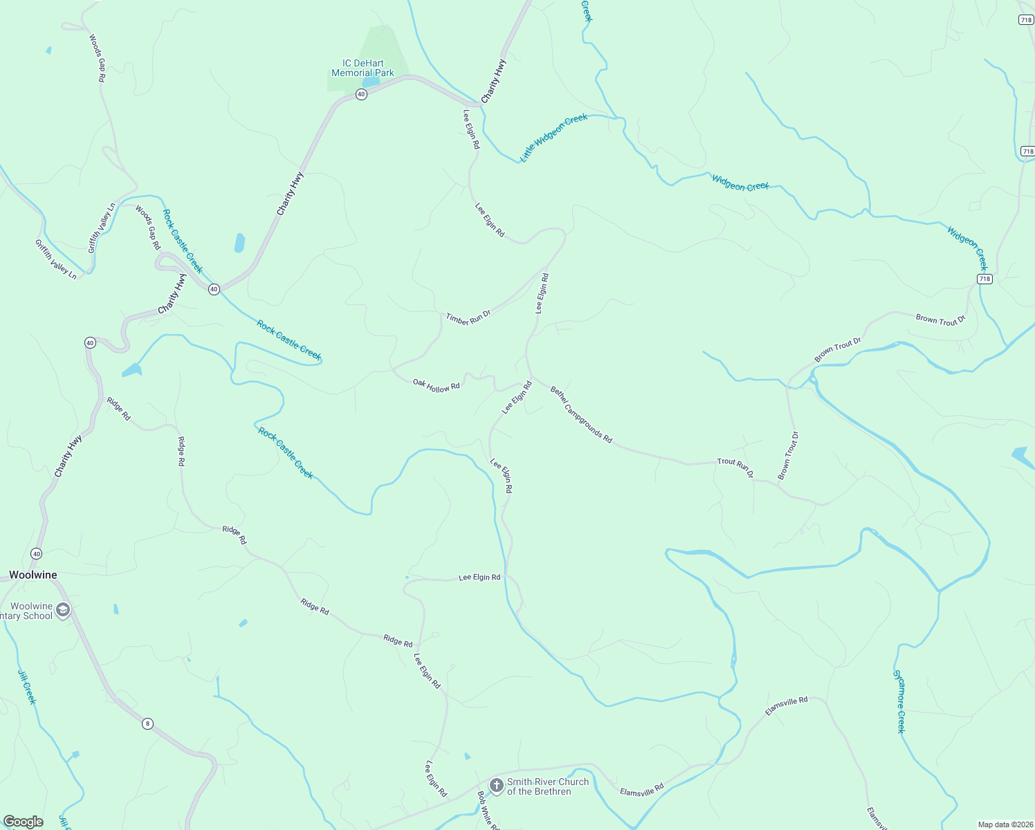map of restaurants, bars, coffee shops, grocery stores, and more near 1934 Lee Elgin Road in Woolwine