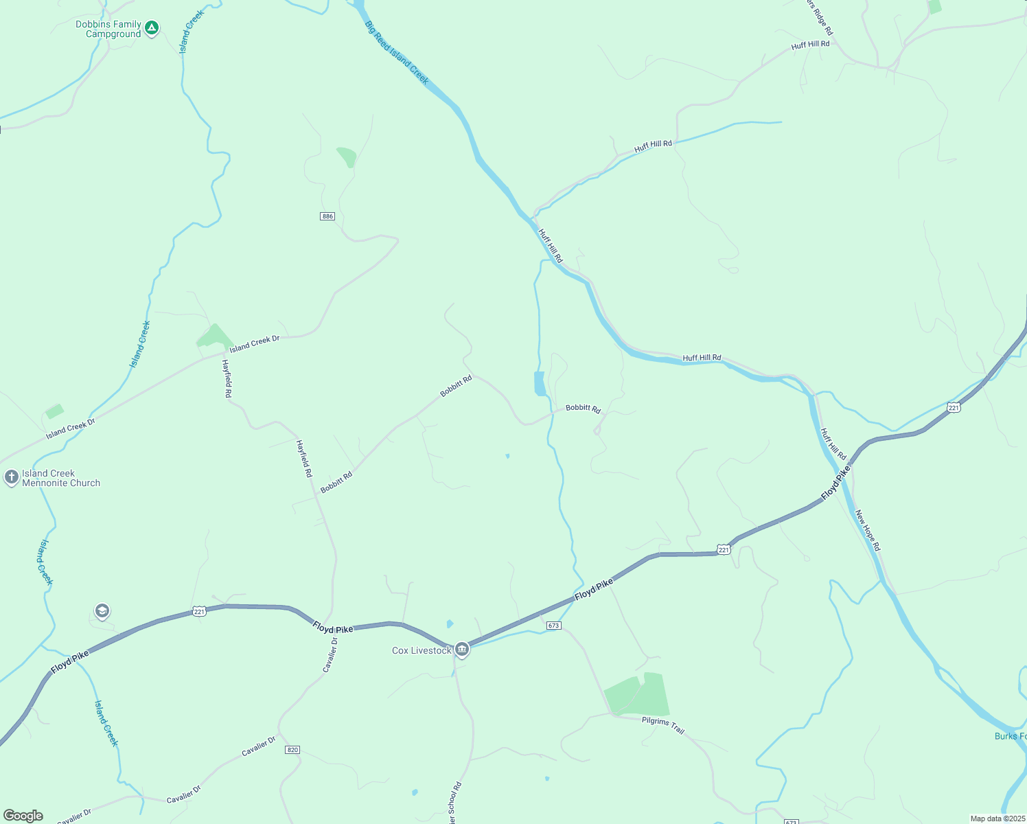 map of restaurants, bars, coffee shops, grocery stores, and more near Bobbitt Road in Hillsville