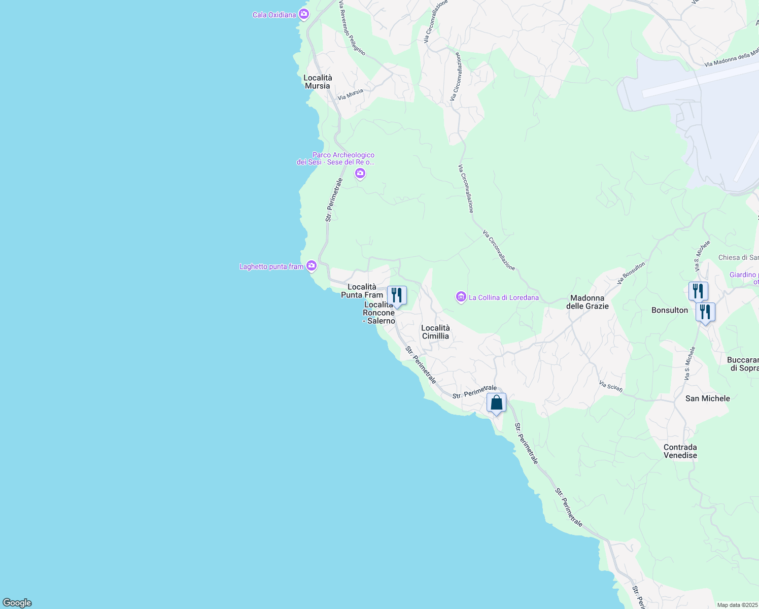 map of restaurants, bars, coffee shops, grocery stores, and more near 76 Strada Perimetrale in Libero consorzio comunale di Trapani