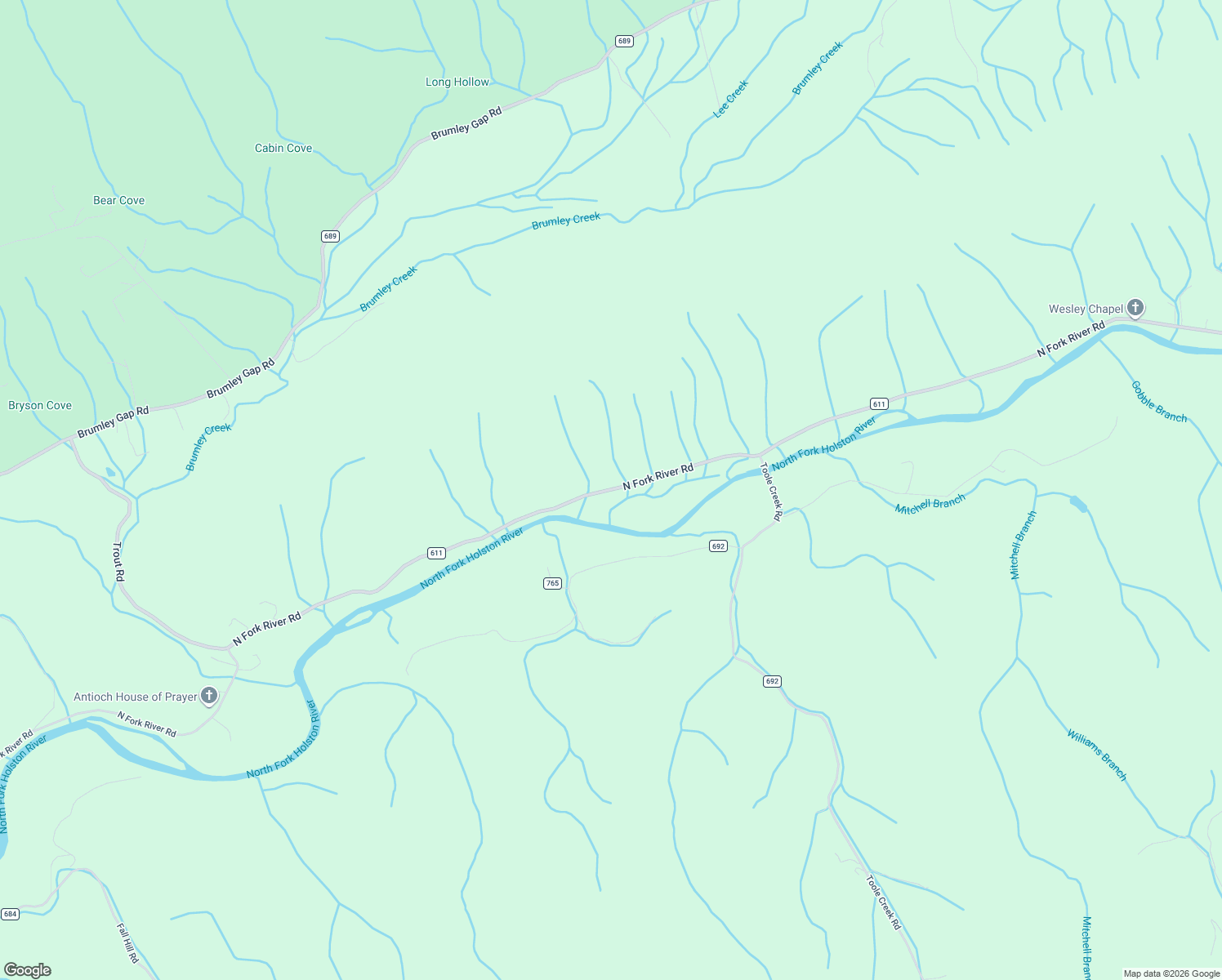 map of restaurants, bars, coffee shops, grocery stores, and more near 21114 North Fork River Road in Abingdon