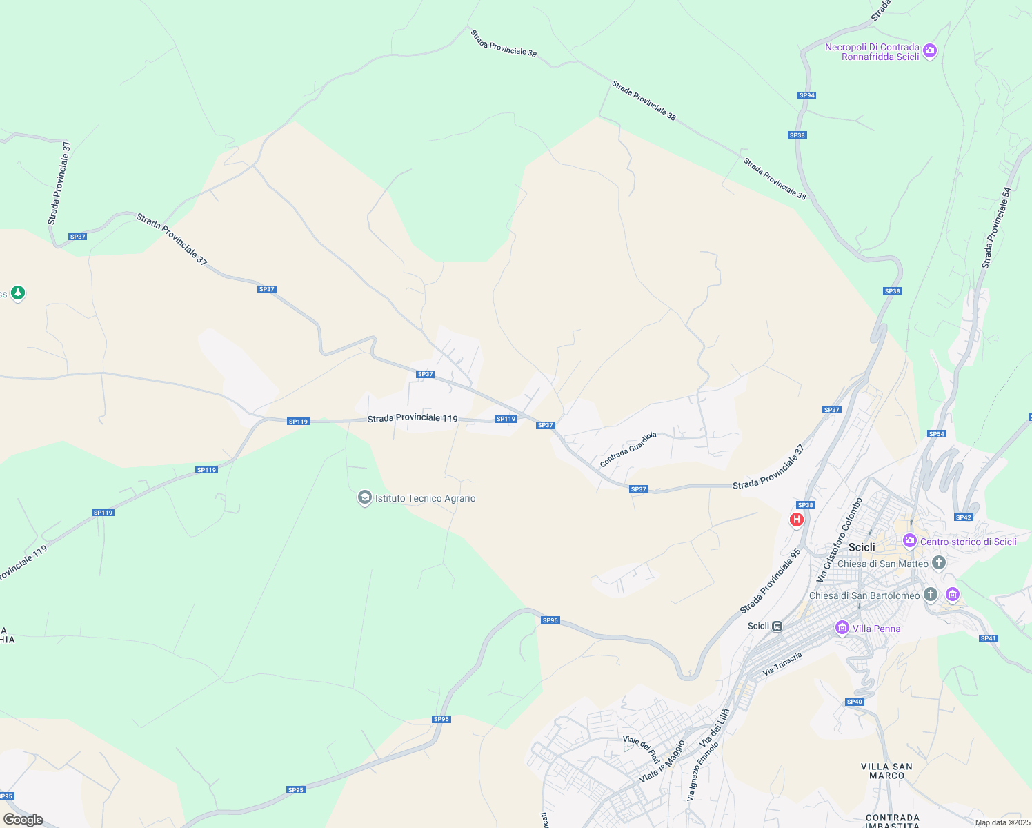 map of restaurants, bars, coffee shops, grocery stores, and more near 124 SP119 in Libero consorzio comunale di Ragusa