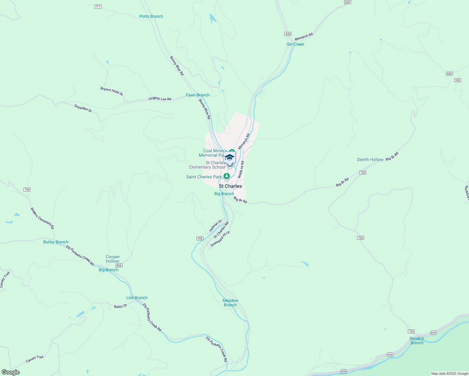 map of restaurants, bars, coffee shops, grocery stores, and more near State Road 628 in St. Charles