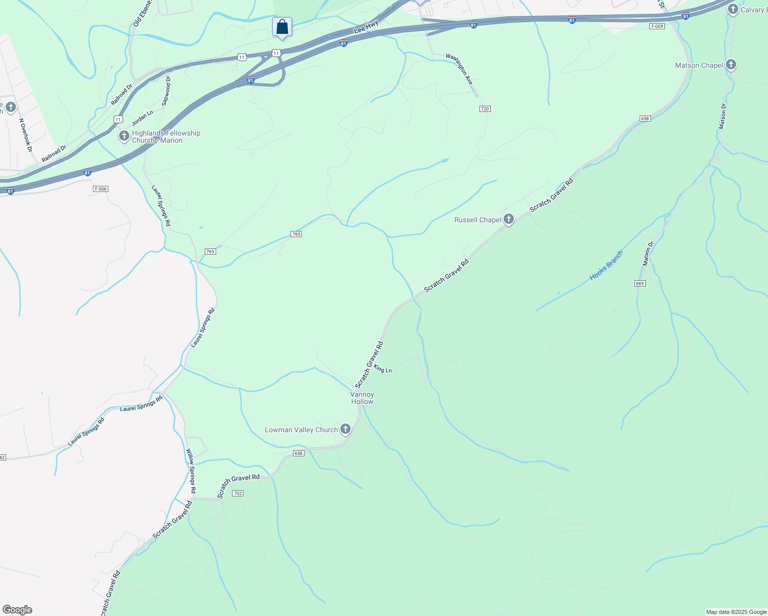 map of restaurants, bars, coffee shops, grocery stores, and more near 1686 Scratch Gravel Road in Marion