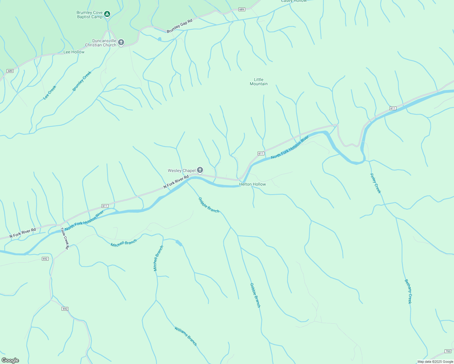 map of restaurants, bars, coffee shops, grocery stores, and more near 22438 North Fork River Road in Abingdon