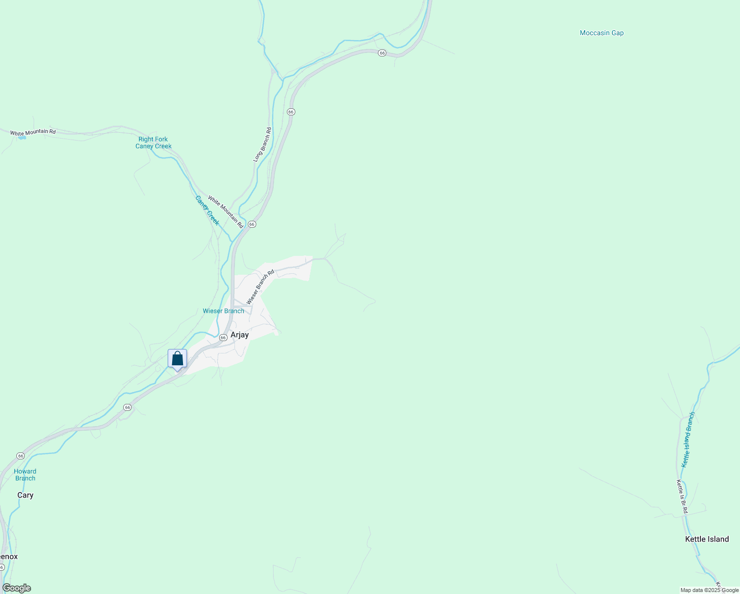 map of restaurants, bars, coffee shops, grocery stores, and more near 130 Wieser Branch Road in Arjay