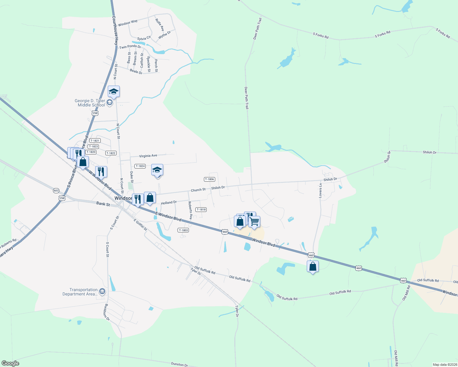 map of restaurants, bars, coffee shops, grocery stores, and more near 11331 Shiloh Dr in Windsor