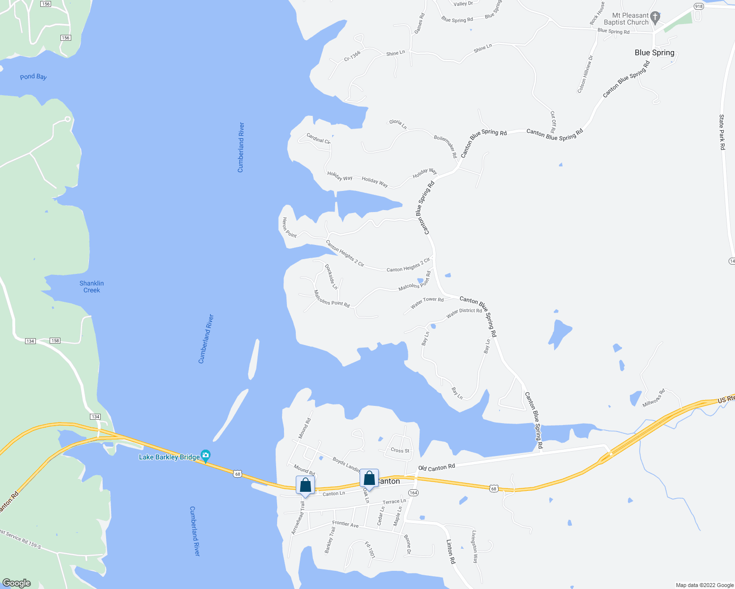 map of restaurants, bars, coffee shops, grocery stores, and more near 728 Malcolms Point Road in Cadiz