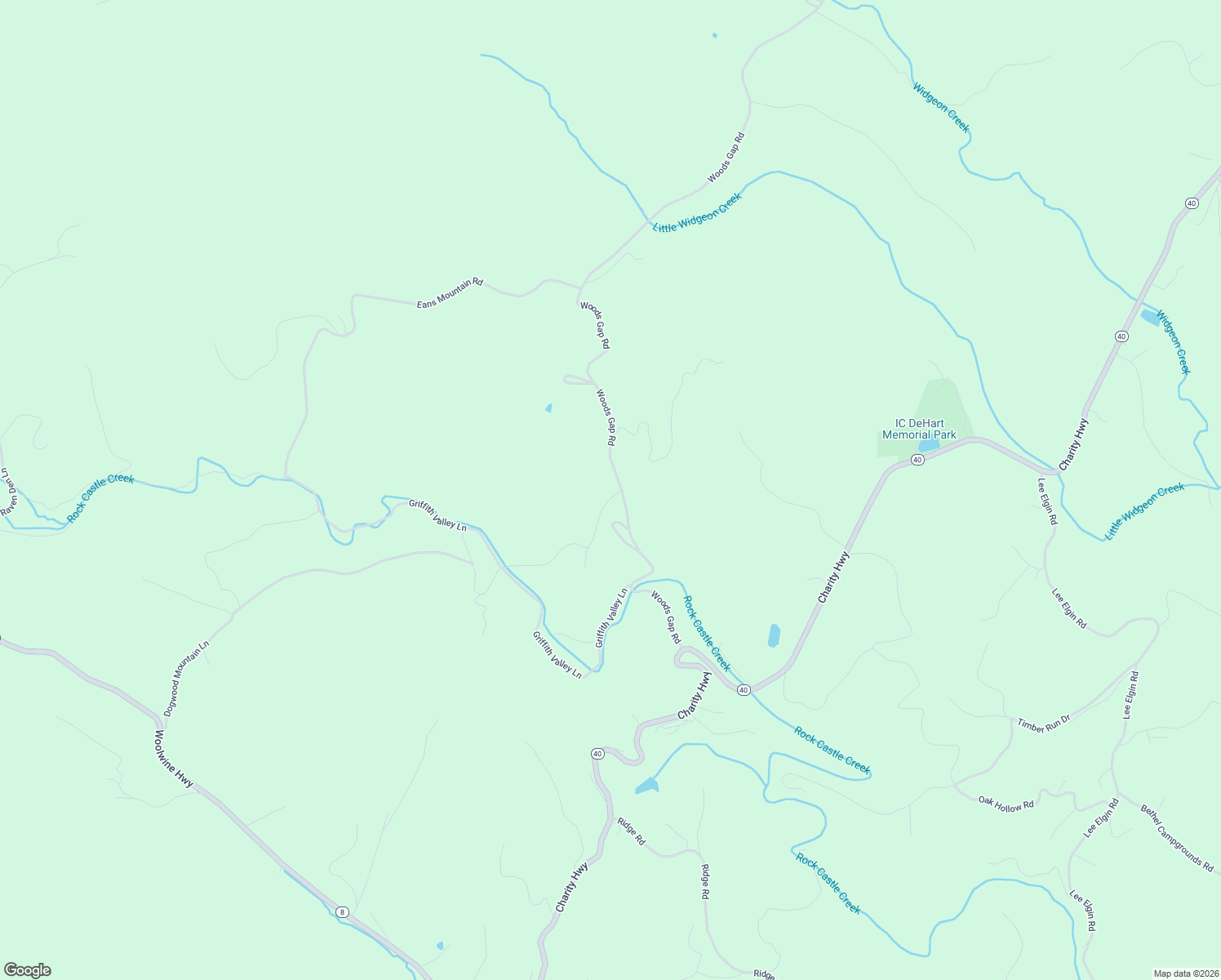 map of restaurants, bars, coffee shops, grocery stores, and more near 483 Woods Gap Road in Woolwine