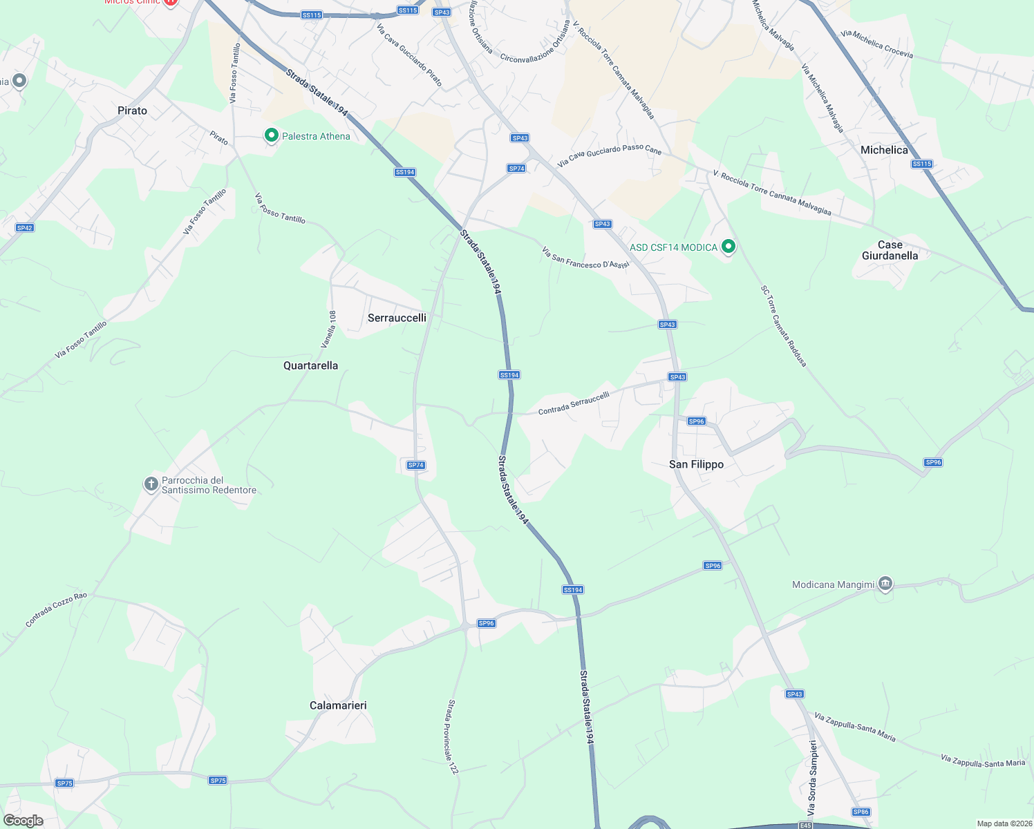 map of restaurants, bars, coffee shops, grocery stores, and more near 9 Contrada Serrauccelli in Libero consorzio comunale di Ragusa